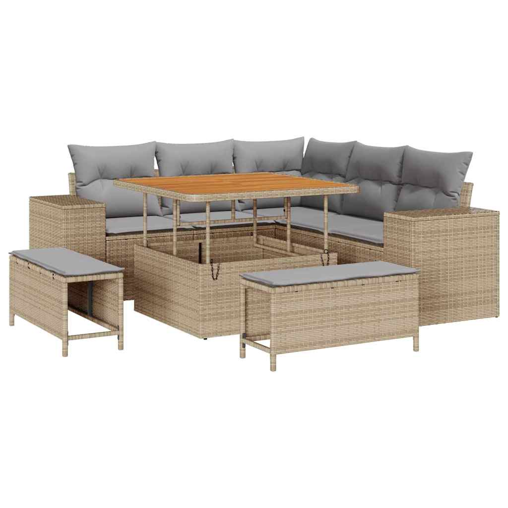 Set Divano da Giardino 8 pcs Beige polyrattan