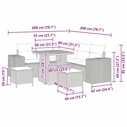 Set Divano da Giardino 8 pcs Nero polyrattan - homemem39
