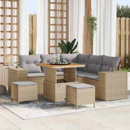 Set Divano da Giardino 8 pcs Beige polyrattan
