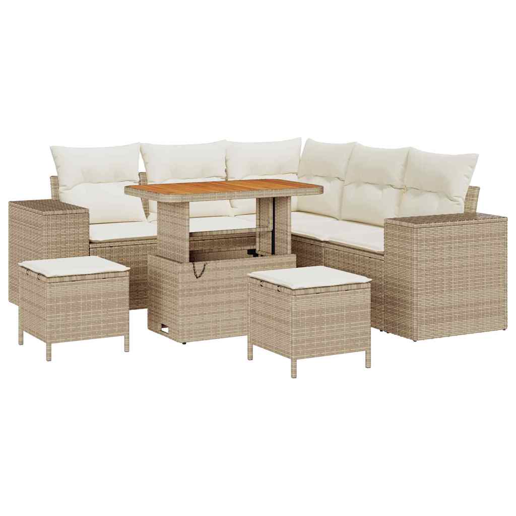 Set Divano da Giardino 8 pcs Beige polyrattan