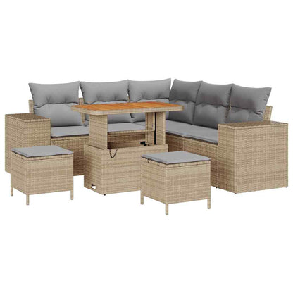 Set Divano da Giardino 8 pcs Beige polyrattan