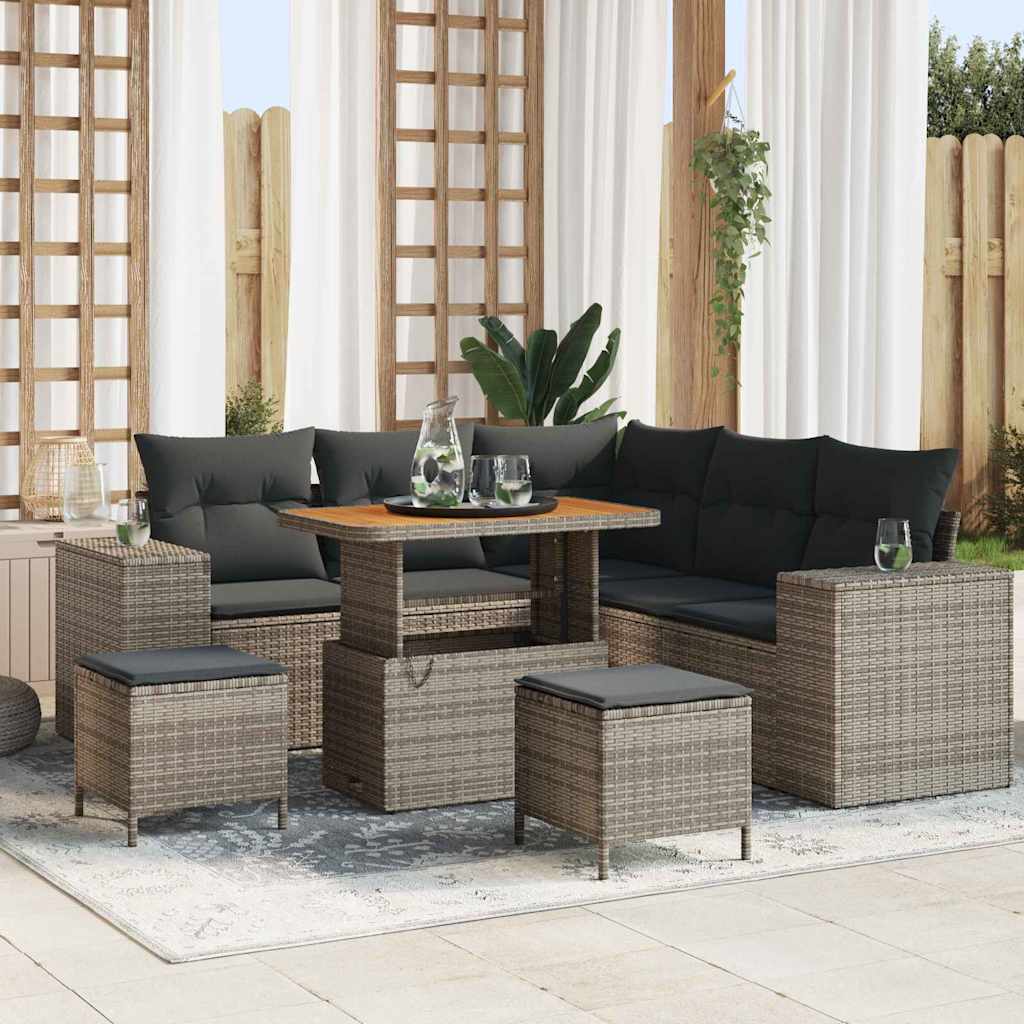 Set Divano da Giardino 8 pcs Grigio polyrattan - homemem39