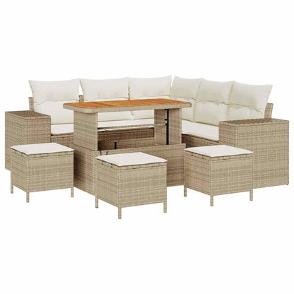 Set Divano da Giardino 9 pcs Beige polyrattan