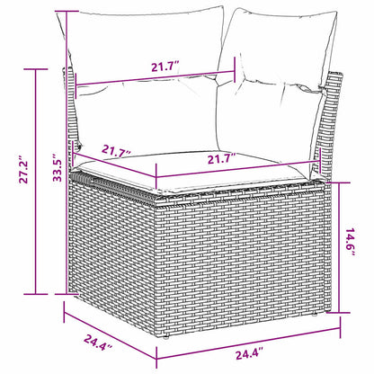 Set Divano da Giardino 9 pcs Nero polyrattan