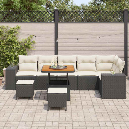Set Divano da Giardino 9 pcs Nero polyrattan - homemem39
