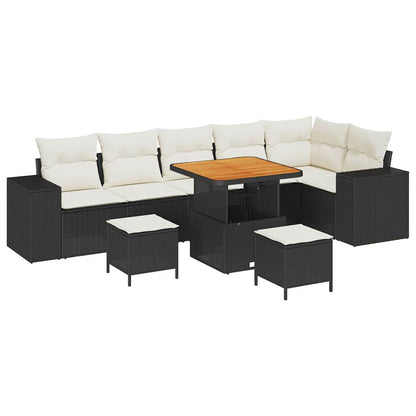 Set Divano da Giardino 9 pcs Nero polyrattan - homemem39