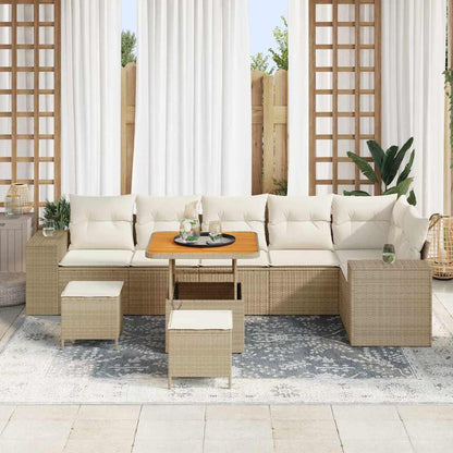 Set Divano da Giardino 9 pcs Beige polyrattan