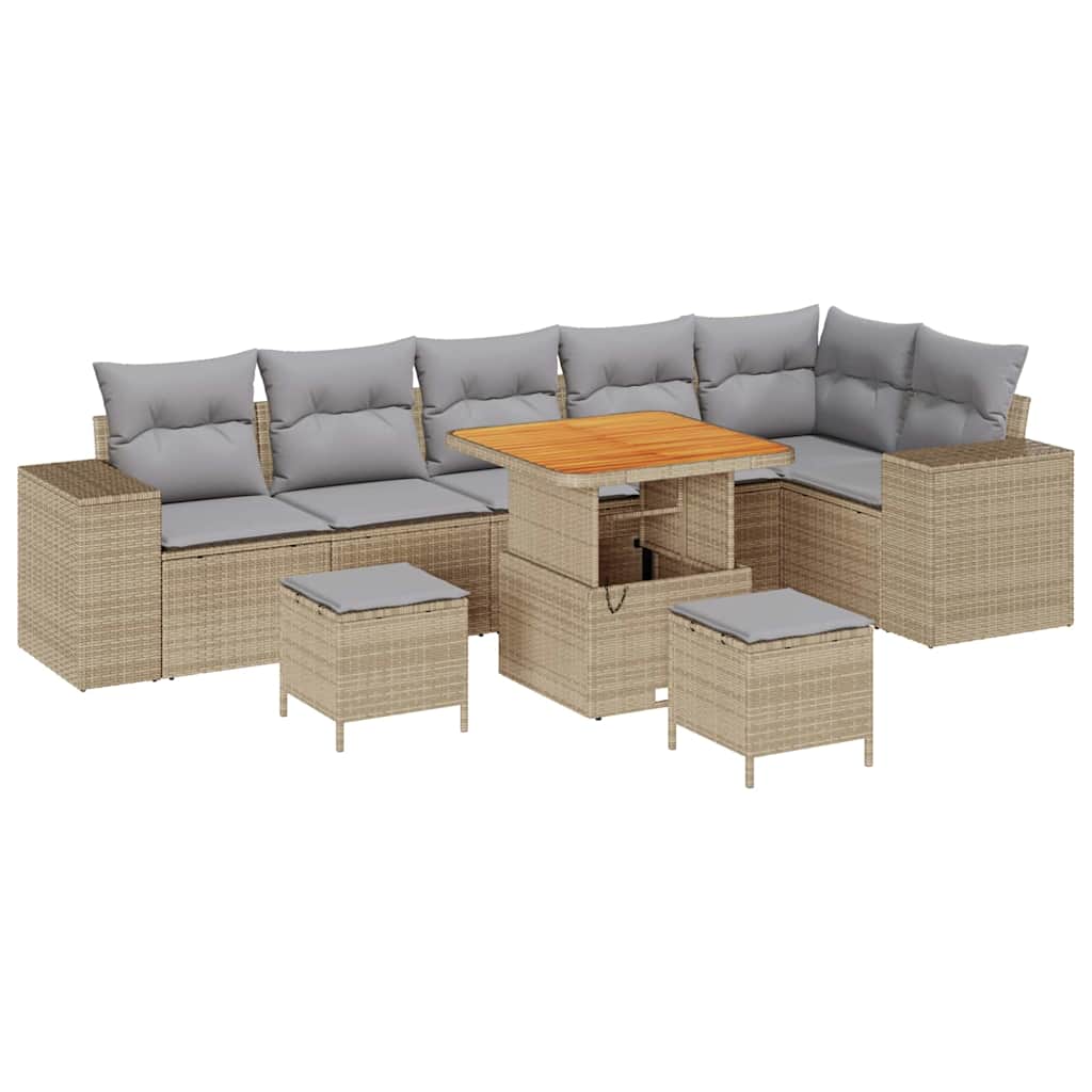 Set Divano da Giardino 9 pcs Beige polyrattan - homemem39