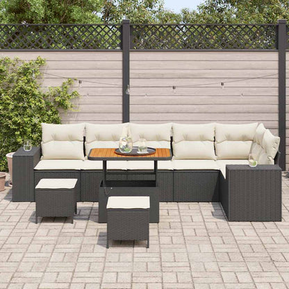 Set Divano da Giardino 9 pcs Nero polyrattan - homemem39