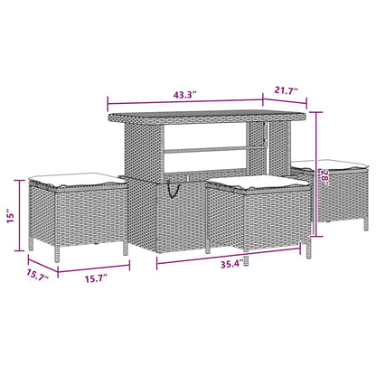 Set Divano da Giardino con cuscino 10 pcs Nero polyrattan