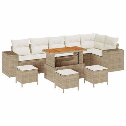 Set Divano da Giardino 10 pcs Beige polyrattan