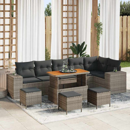 Set Divano da Giardino 10 pcs Grigio polyrattan - homemem39