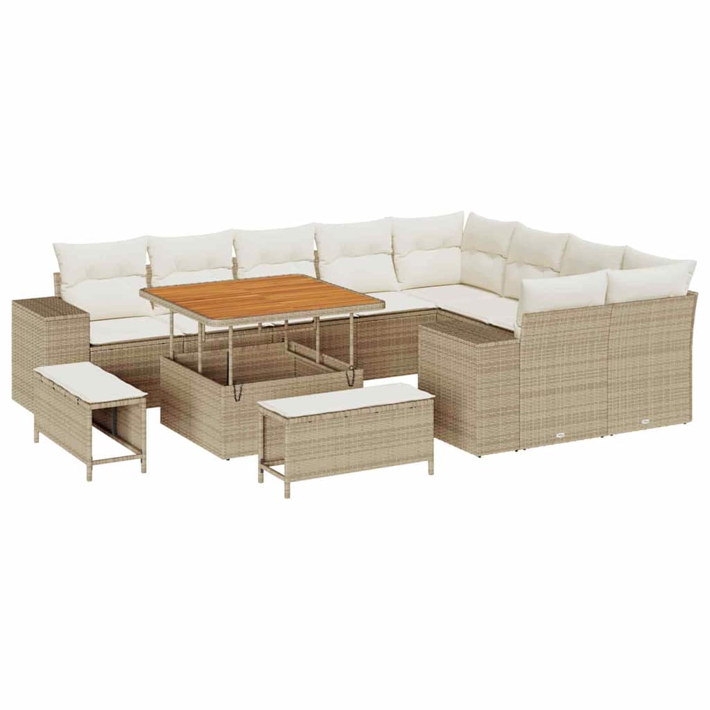 Set Divano da Giardino 12 pcs Beige polyrattan