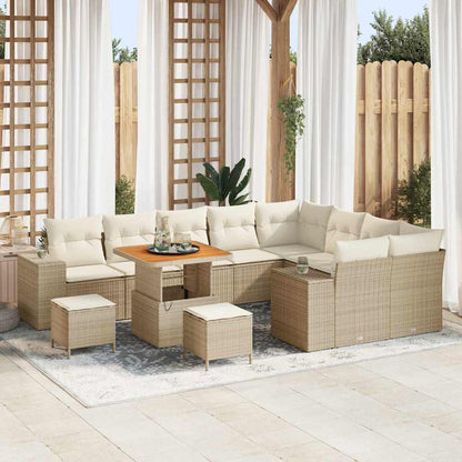 Set Divano da Giardino 12 pcs Beige polyrattan