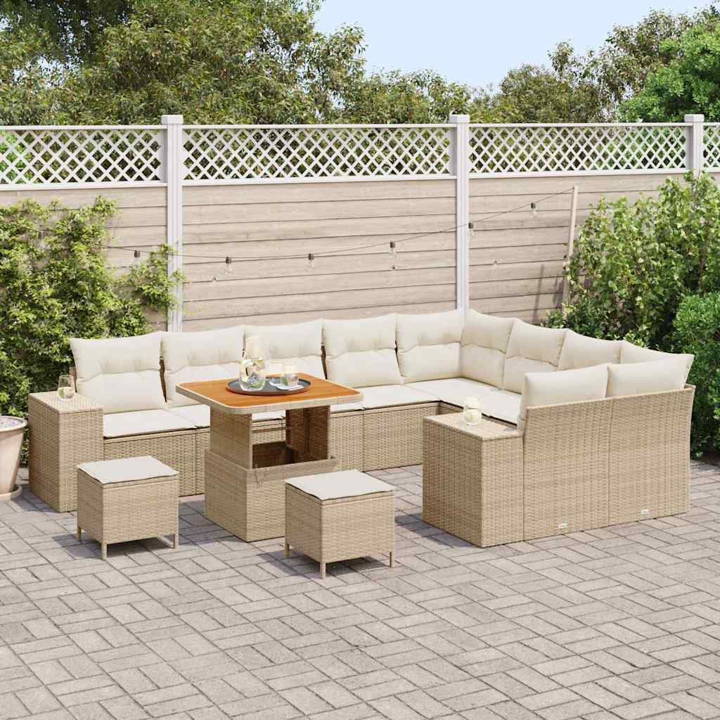 Set Divano da Giardino 12 pcs Beige polyrattan
