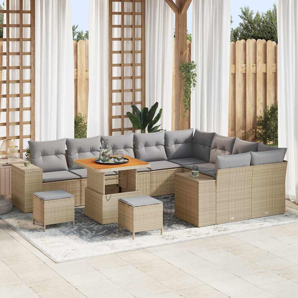 Set Divano da Giardino 12 pcs Beige polyrattan - homemem39
