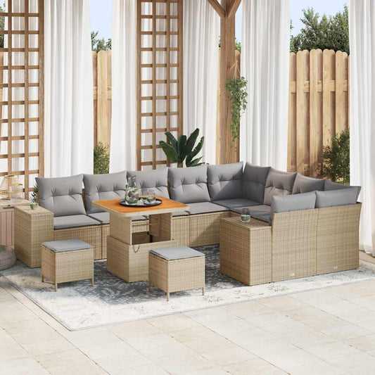 Set Divano da Giardino 12 pcs Beige polyrattan