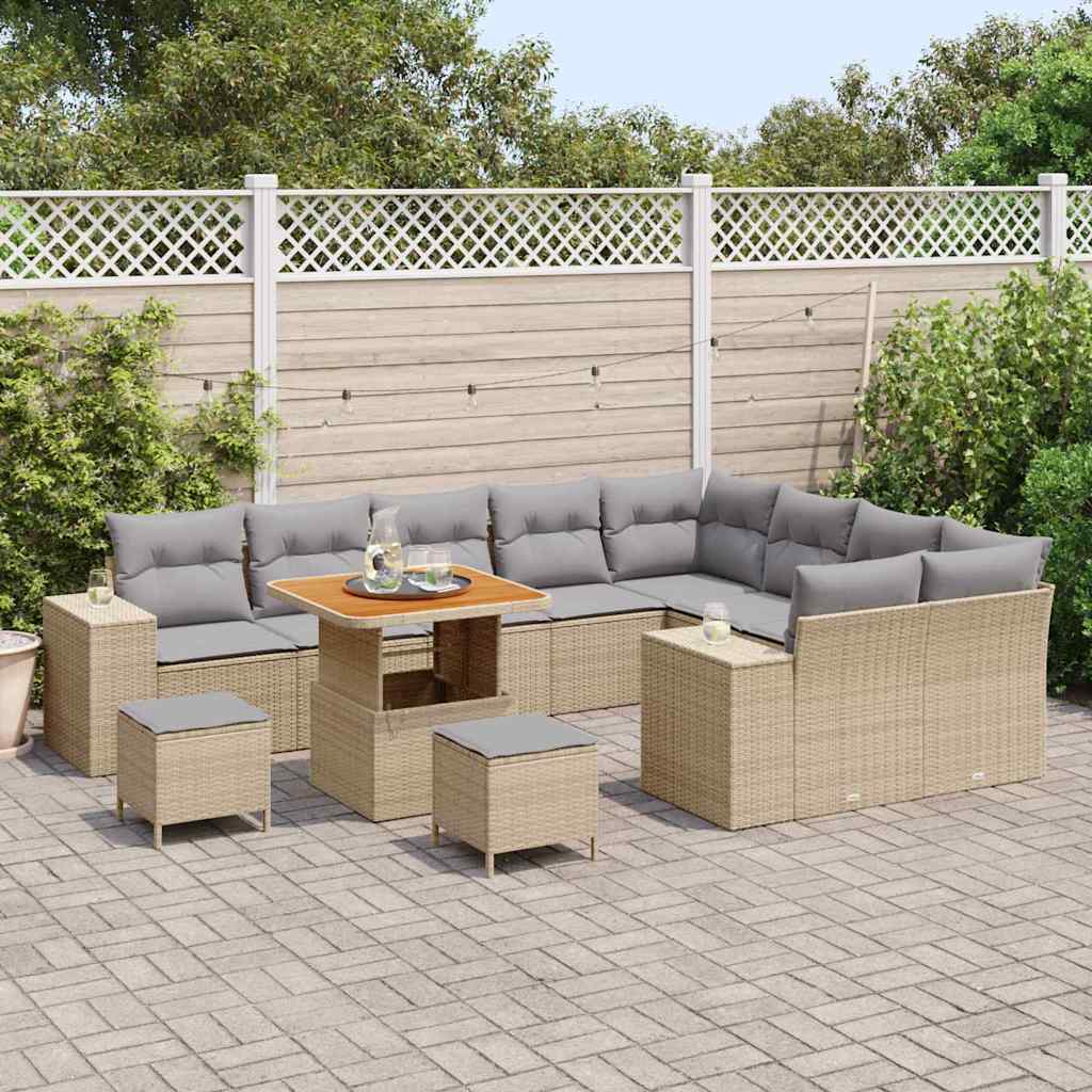 Set Divano da Giardino 12 pcs Beige polyrattan - homemem39