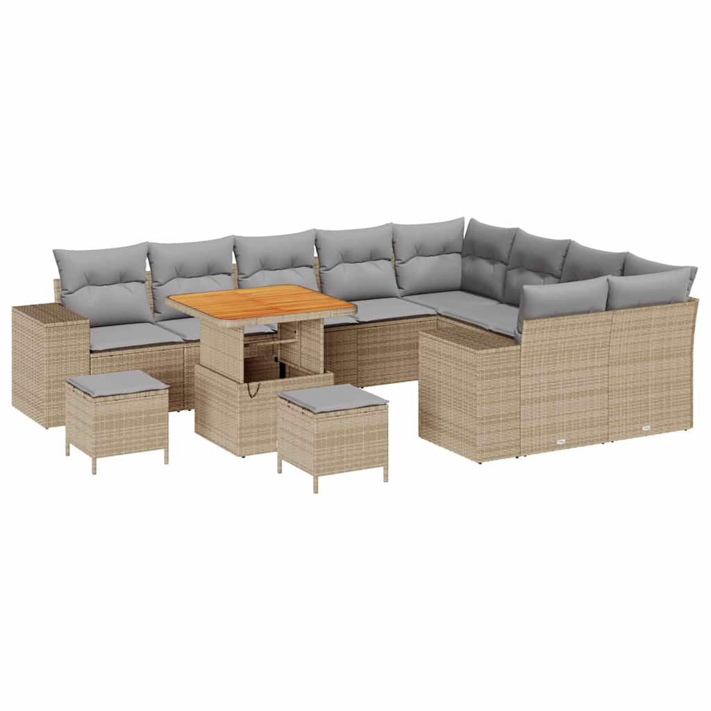 Set Divano da Giardino 12 pcs Beige polyrattan - homemem39