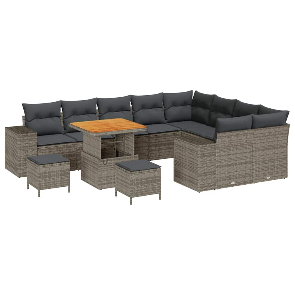 Set Divano da Giardino con cuscino 12 pcs Grigio polyrattan | homemem39