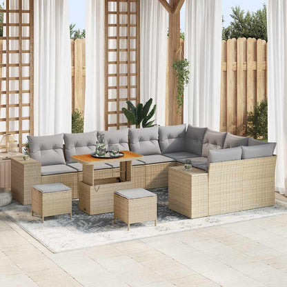Set Divano da Giardino 12 pcs Beige polyrattan