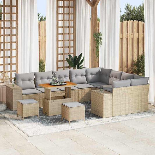 Set Divano da Giardino 12 pcs Beige polyrattan