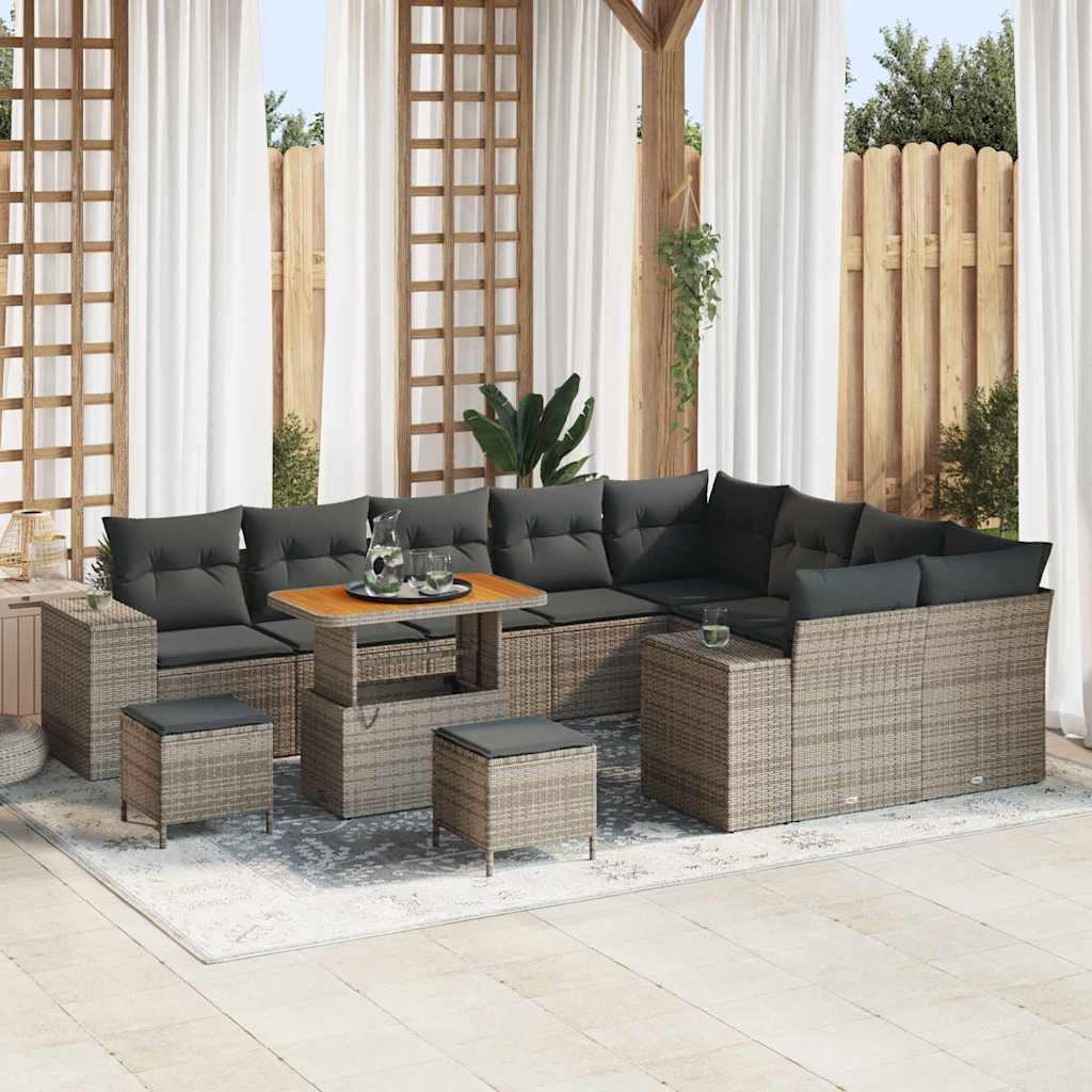 Set Divano da Giardino 12 pcs Grigio polyrattan - homemem39