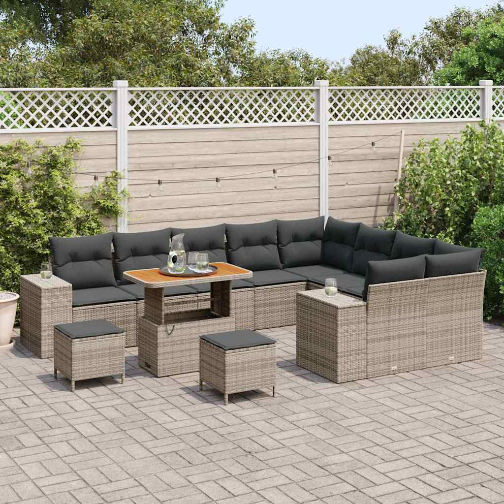 Set Divano da Giardino 12 pcs Grigio polyrattan - homemem39