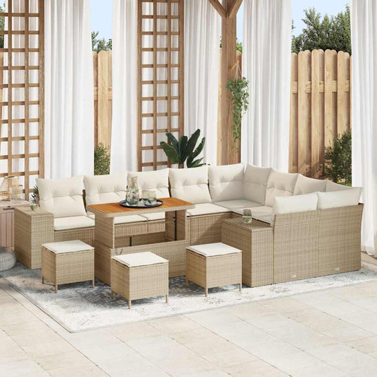 Set Divano da Giardino 13 pcs Beige polyrattan