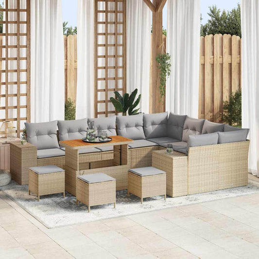 Set Divano da Giardino 13 pcs Beige polyrattan