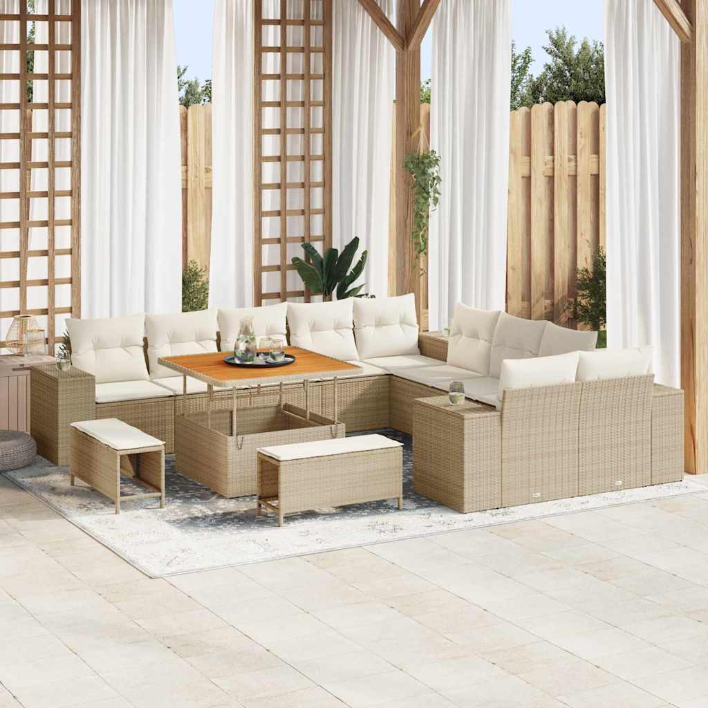 Set Divano da Giardino 13 pcs Beige polyrattan - homemem39
