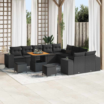 Set Divano da Giardino 13 pcs Nero polyrattan