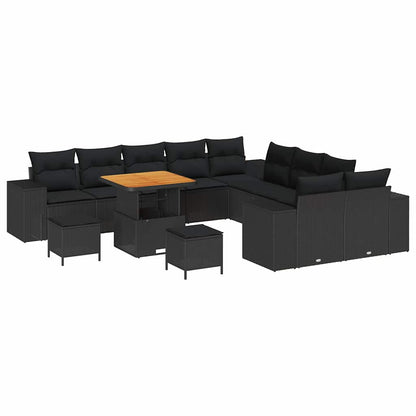 Set Divano da Giardino 13 pcs Nero polyrattan
