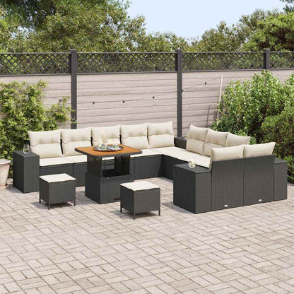 Set Divano da Giardino 13 pcs Nero polyrattan