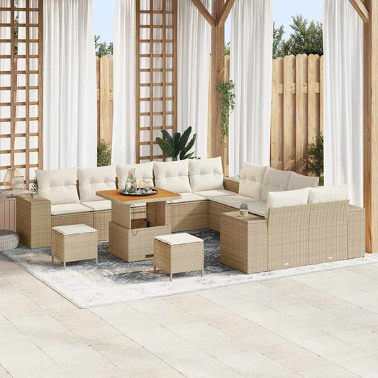 Set Divano da Giardino 13 pcs Beige polyrattan