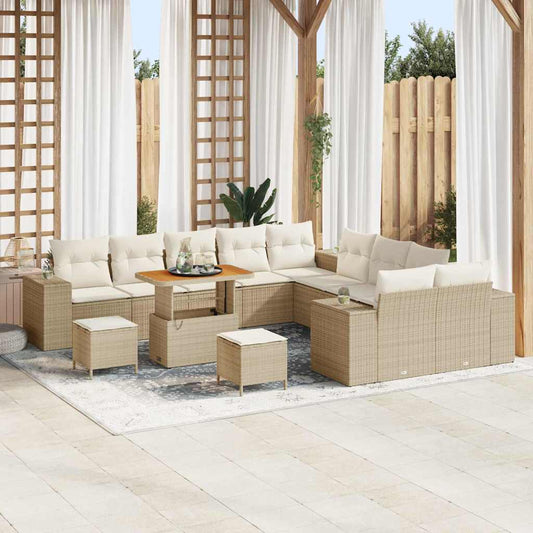 Set Divano da Giardino 13 pcs Beige polyrattan