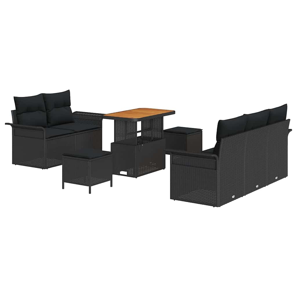 Set Divano da Giardino 8 pcs Nero polyrattan - homemem39