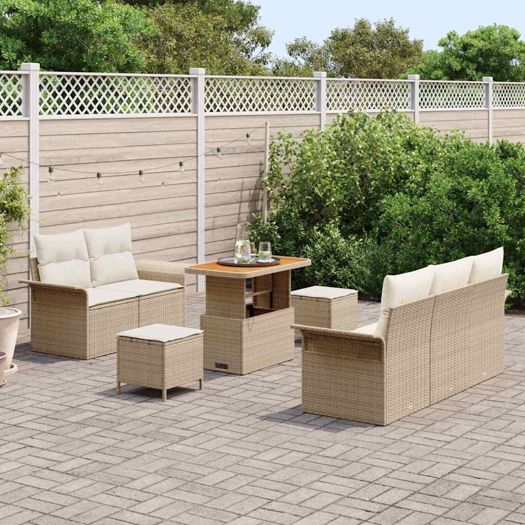 Set Divano da Giardino 8 pcs Beige polyrattan