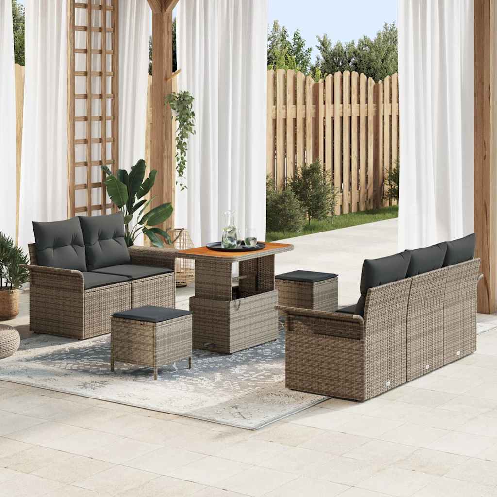 Set Divano da Giardino 8 pcs Grigio polyrattan - homemem39