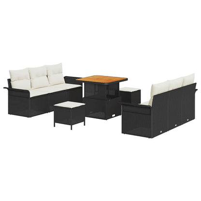 Set Divano da Giardino 9 pcs Nero polyrattan - homemem39