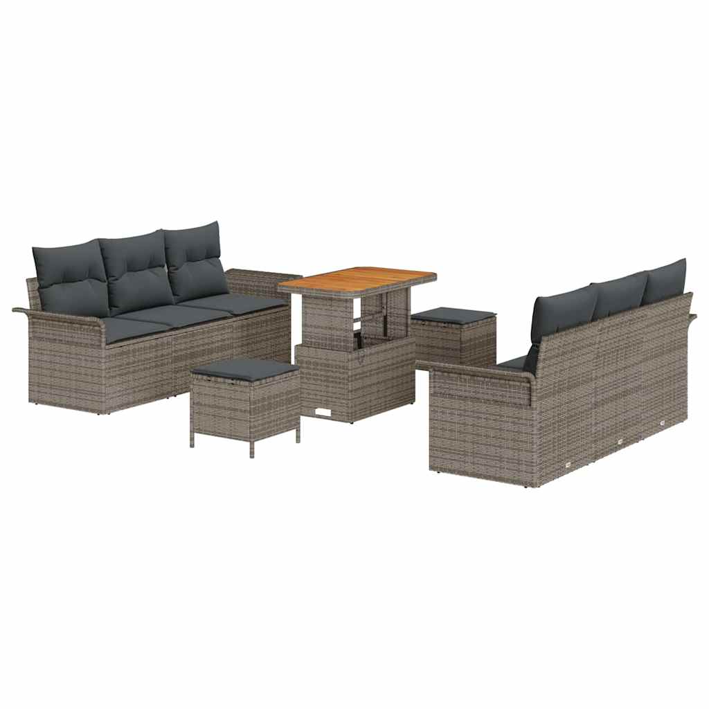 Set Divano da Giardino 9 pcs Grigio polyrattan - homemem39