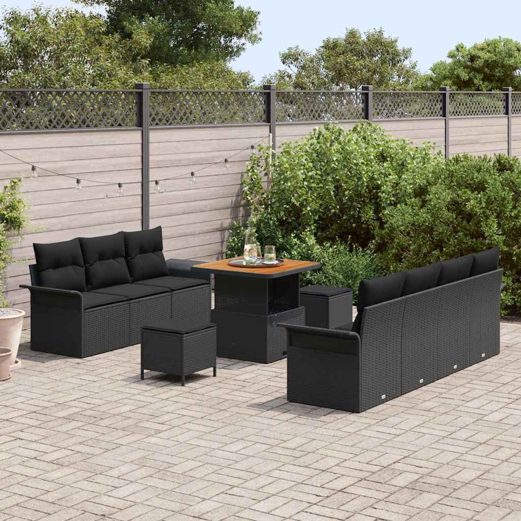 Set Divano da Giardino 10 pcs Nero polyrattan - homemem39