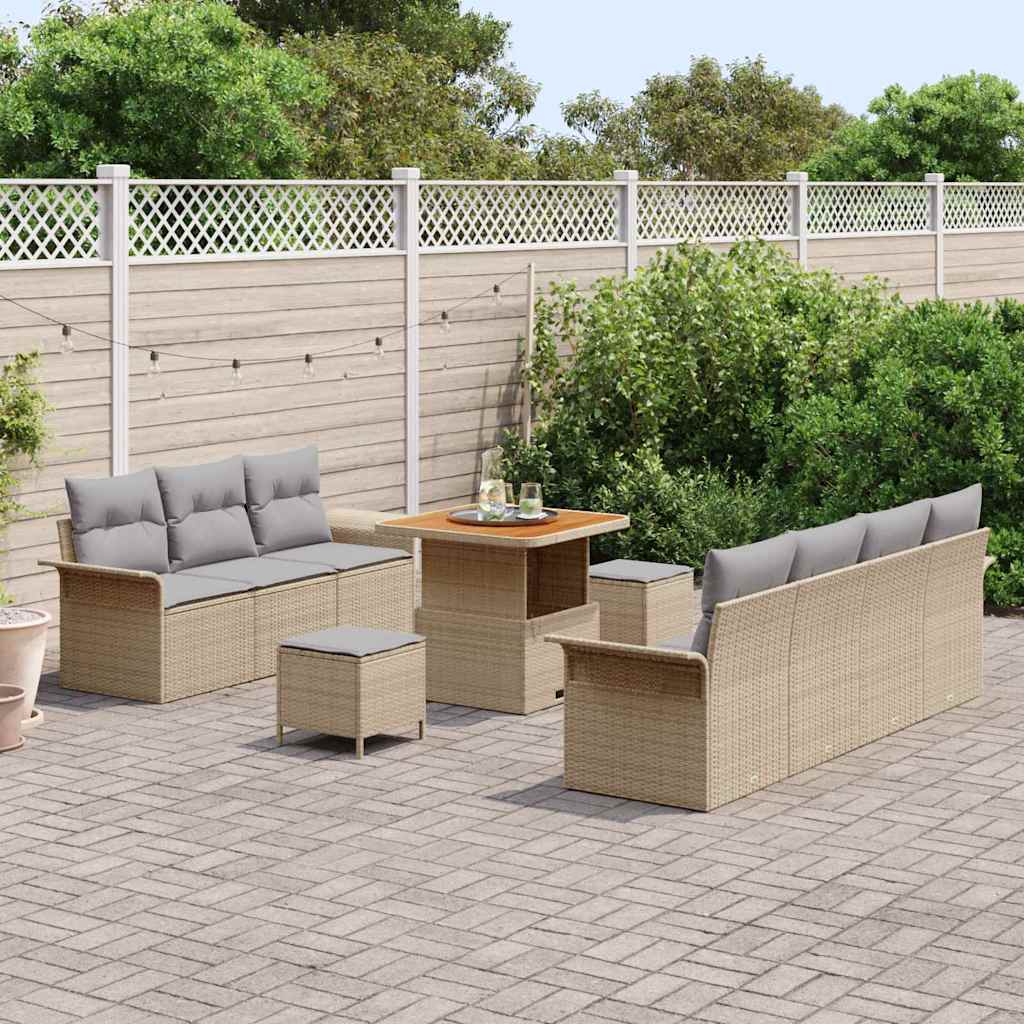 Set Divano da Giardino 10 pcs Beige polyrattan - homemem39