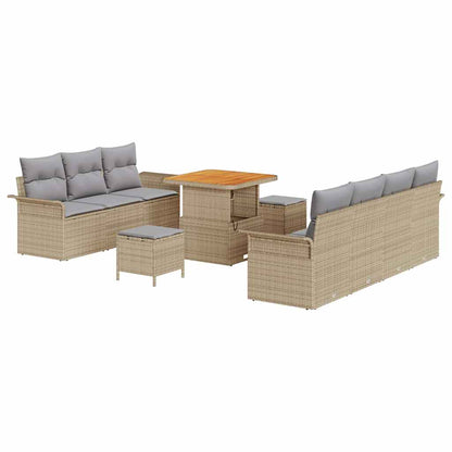 Set Divano da Giardino 10 pcs Beige polyrattan - homemem39