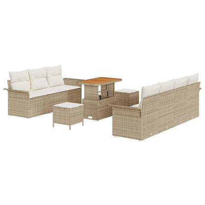 Set Divano da Giardino 10 pcs Beige polyrattan
