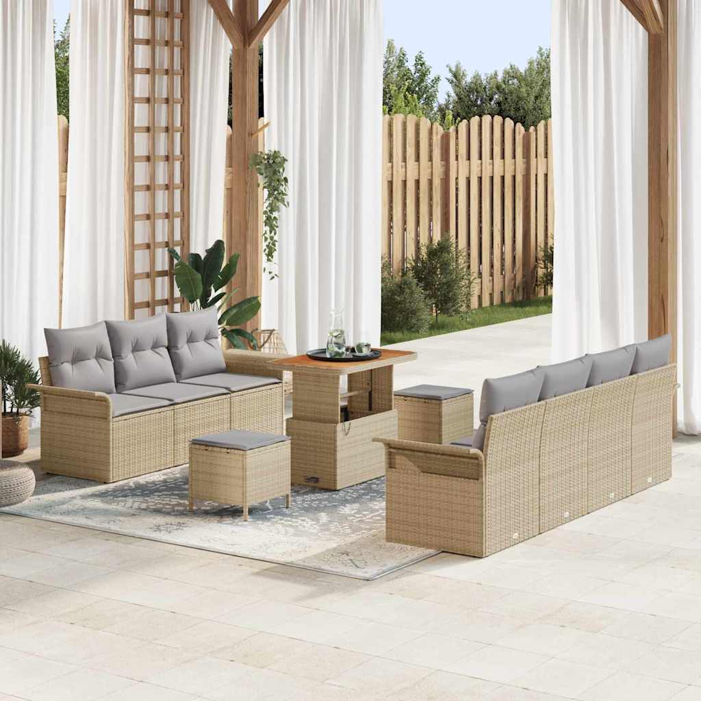 Set Divano da Giardino 10 pcs Beige polyrattan - homemem39