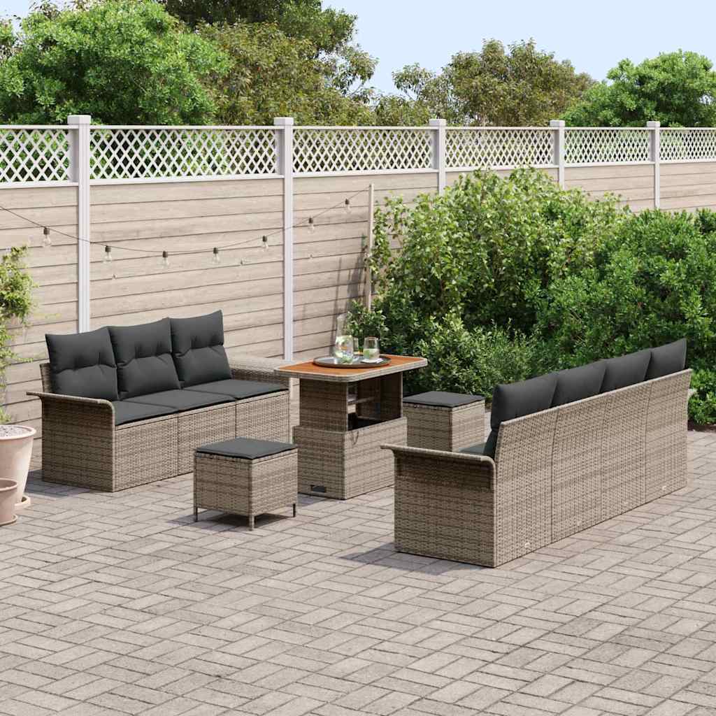 Set Divano da Giardino 10 pcs Grigio polyrattan - homemem39