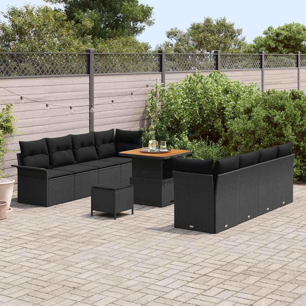 Set Divano da Giardino 11 pcs Nero polyrattan - homemem39