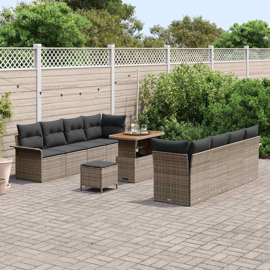 Set Divano da Giardino 11 pcs Grigio polyrattan - homemem39