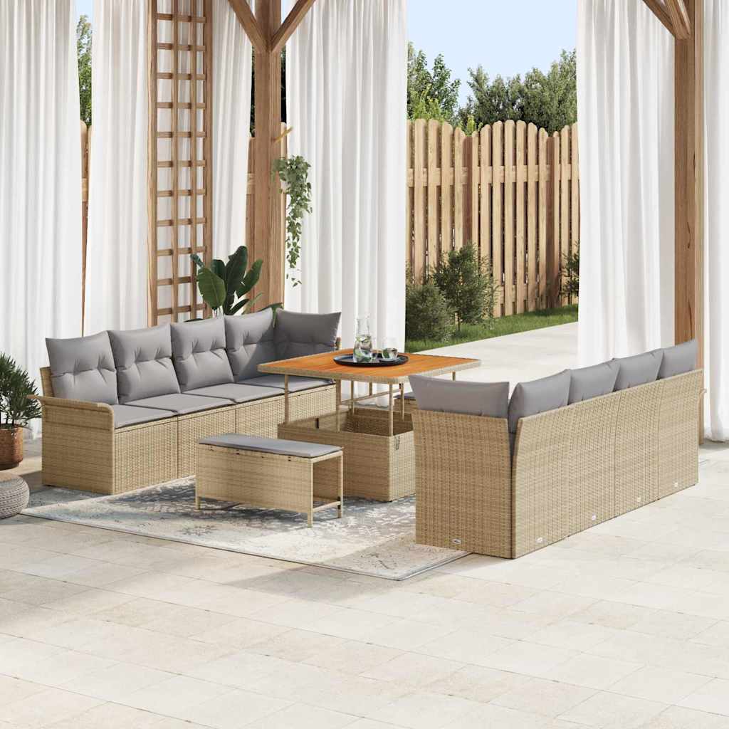 Set Divano da Giardino 11 pcs Beige polyrattan - homemem39